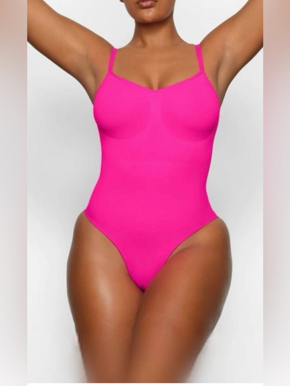 SKIMS Seamless Barbiecore Sculpt Brief Bodysuit Shapewear Hot Pink/Flamingo L/XL